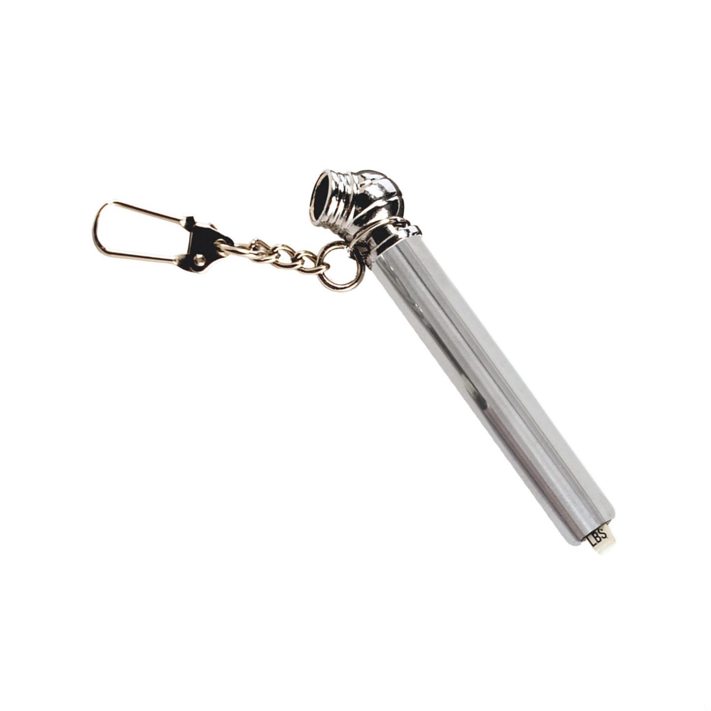 Gray Nano tire pressure gauge with chrome head and keychain attachment, ready for customized logo imprint