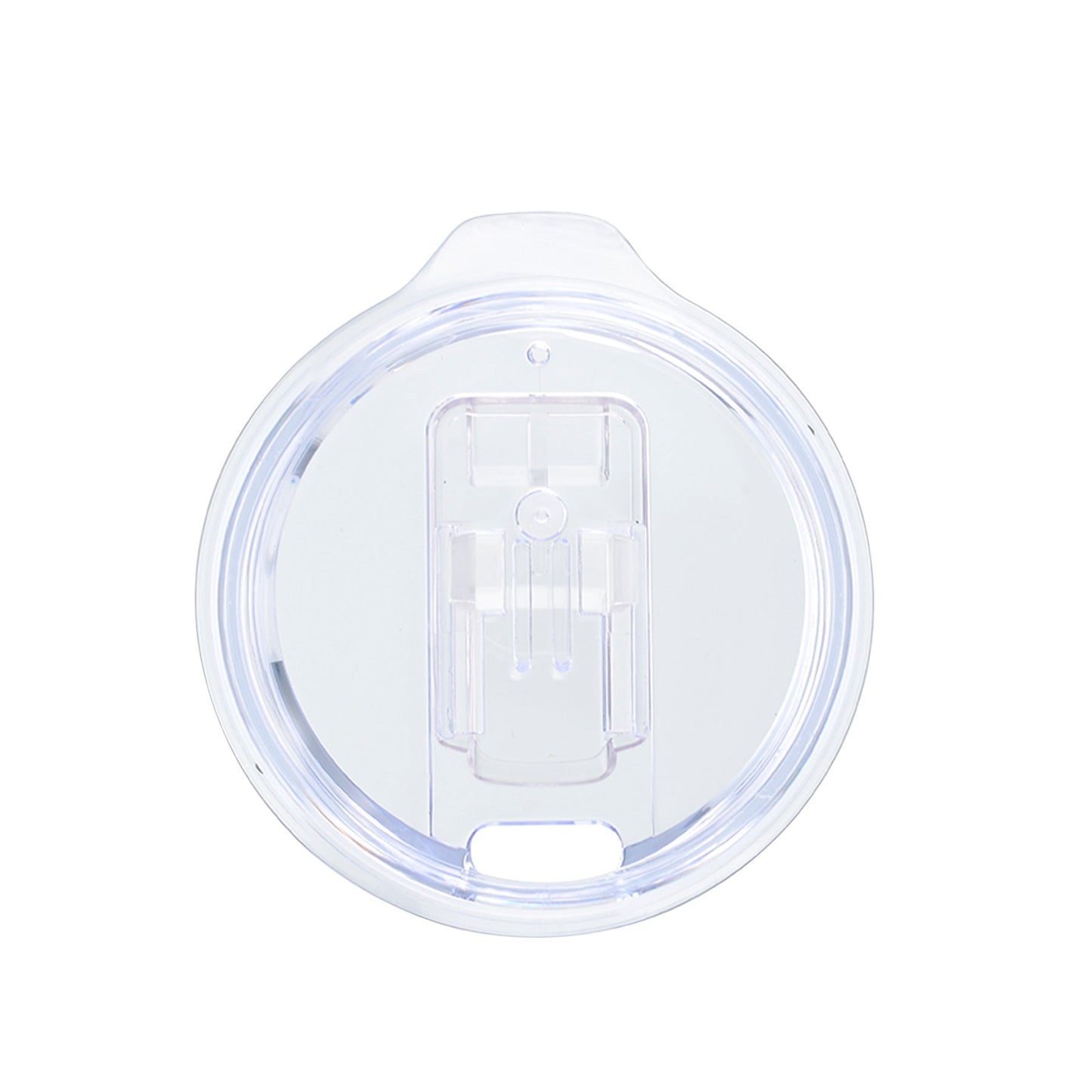 Clear plastic travel mug lid with sliding closure mechanism