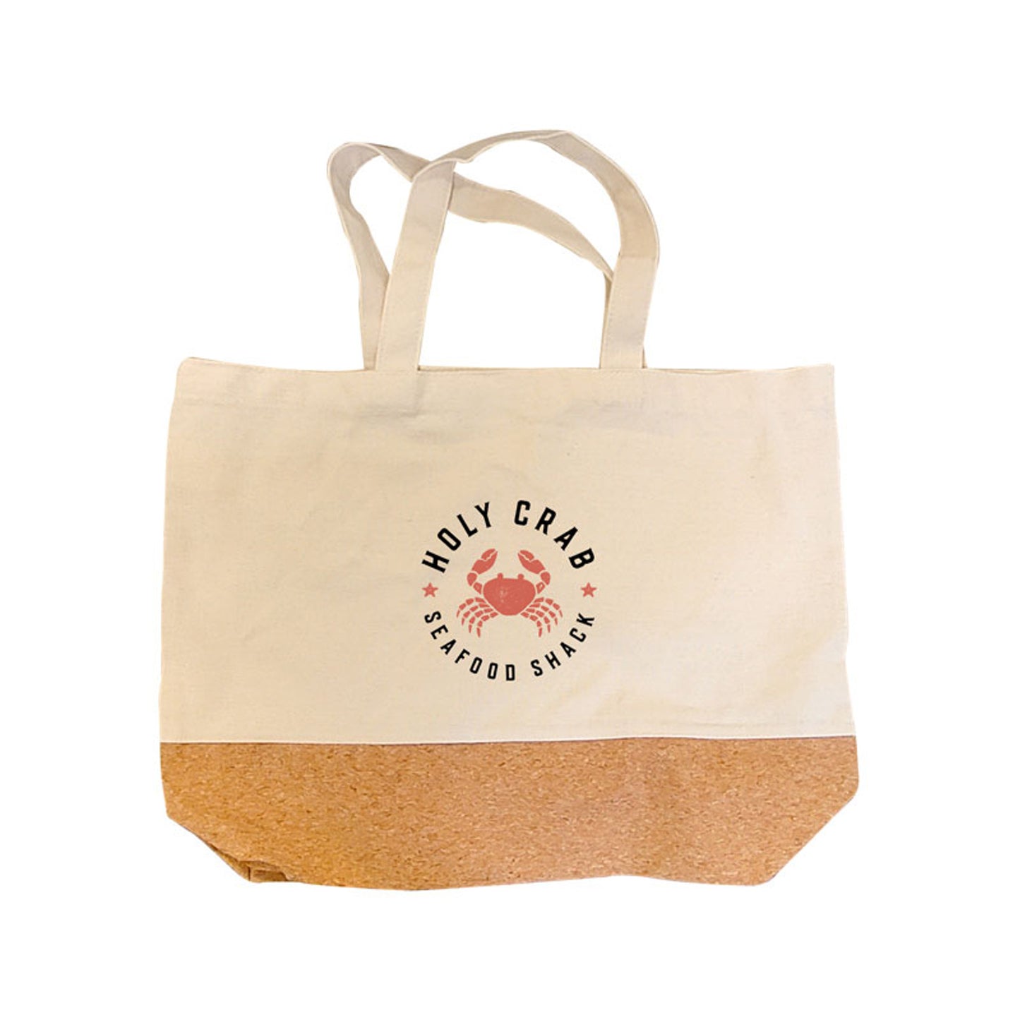 Beige Canvas Tote Bag with Cork Bottom and Custom Logo.