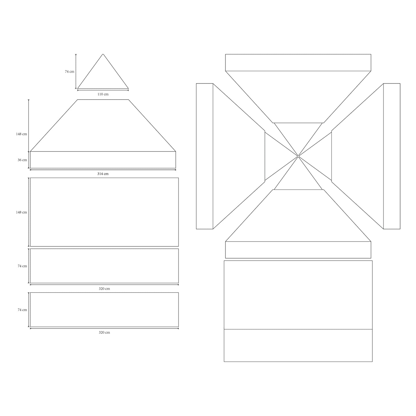 Technical template for a 10ft x 10ft custom printed canopy tent, showing top view and elevation panels with labeled dimensions for canopy peak, valance, and side walls.