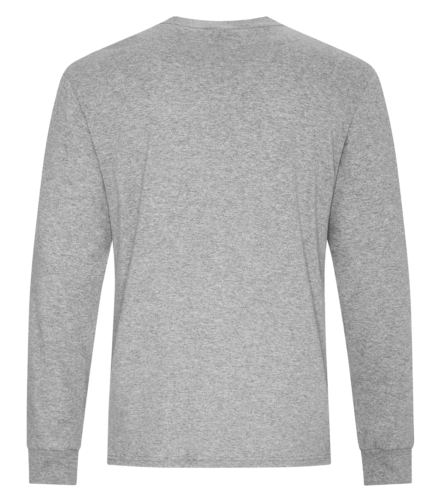 Back view of Athletic Heather long sleeve cotton blend tee.