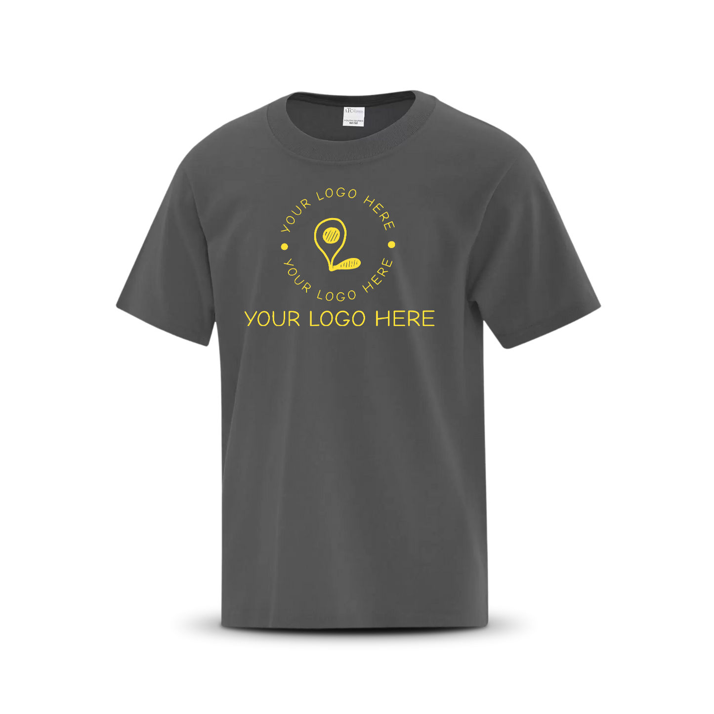 Charcoal custom T-shirt with placeholder logo