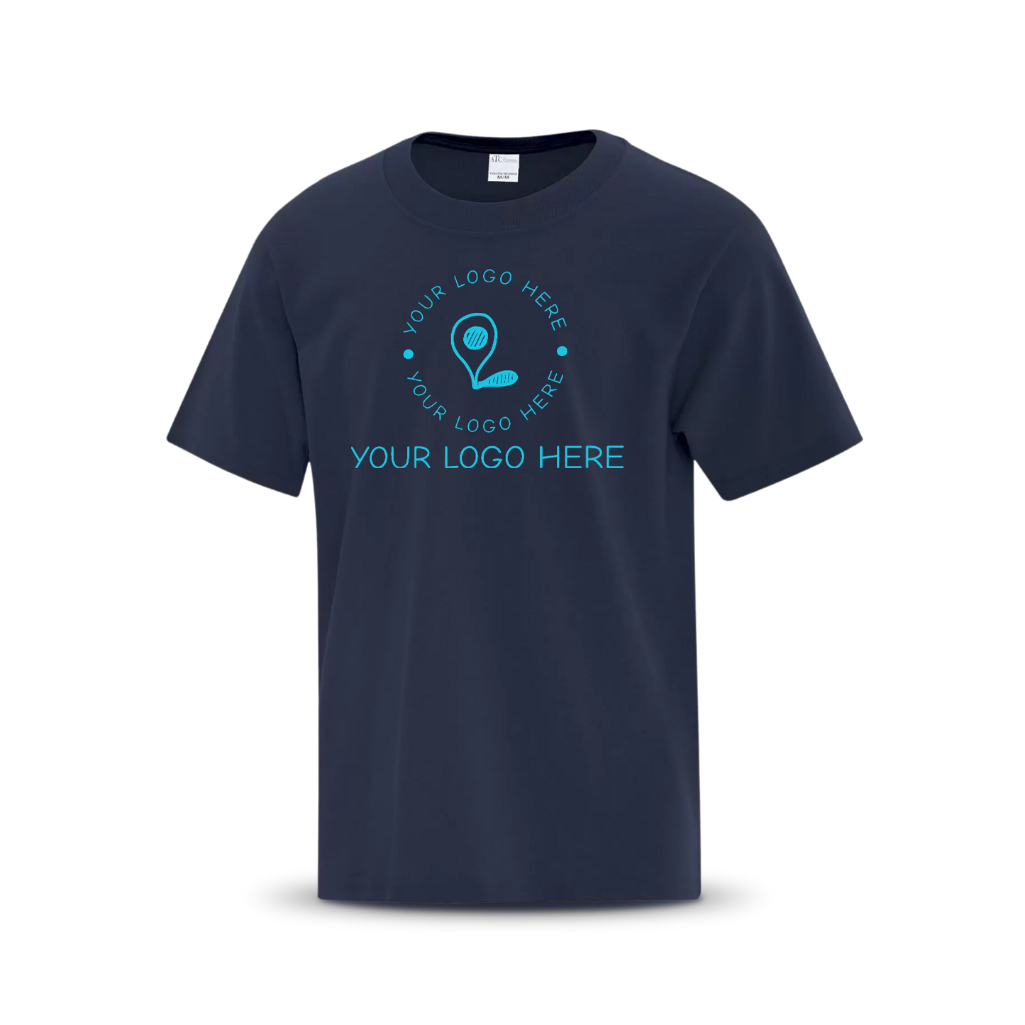 Navy custom T-shirt with placeholder logo