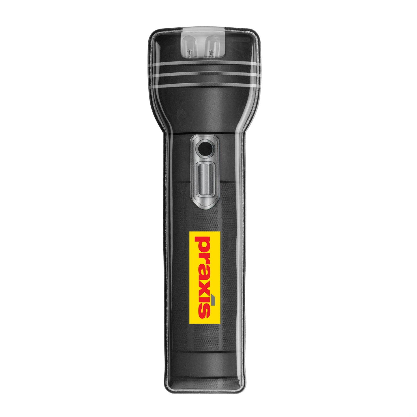 Black Dalston magnetic LED flashlight with a silver power button and a yellow logo printed vertically on the handle.
