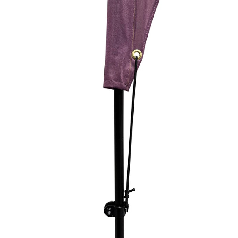 Close-up of feather flag pole with bungee cord and grommet-secured fabric sleeve