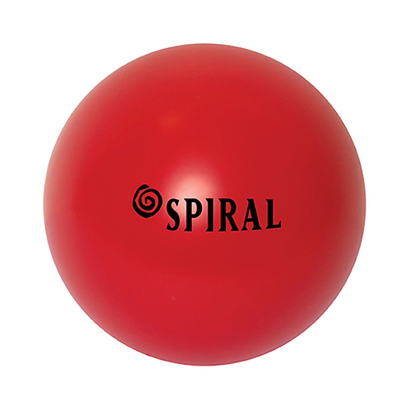 Red stress ball with black 'Spiral' logo featuring a spiral icon.