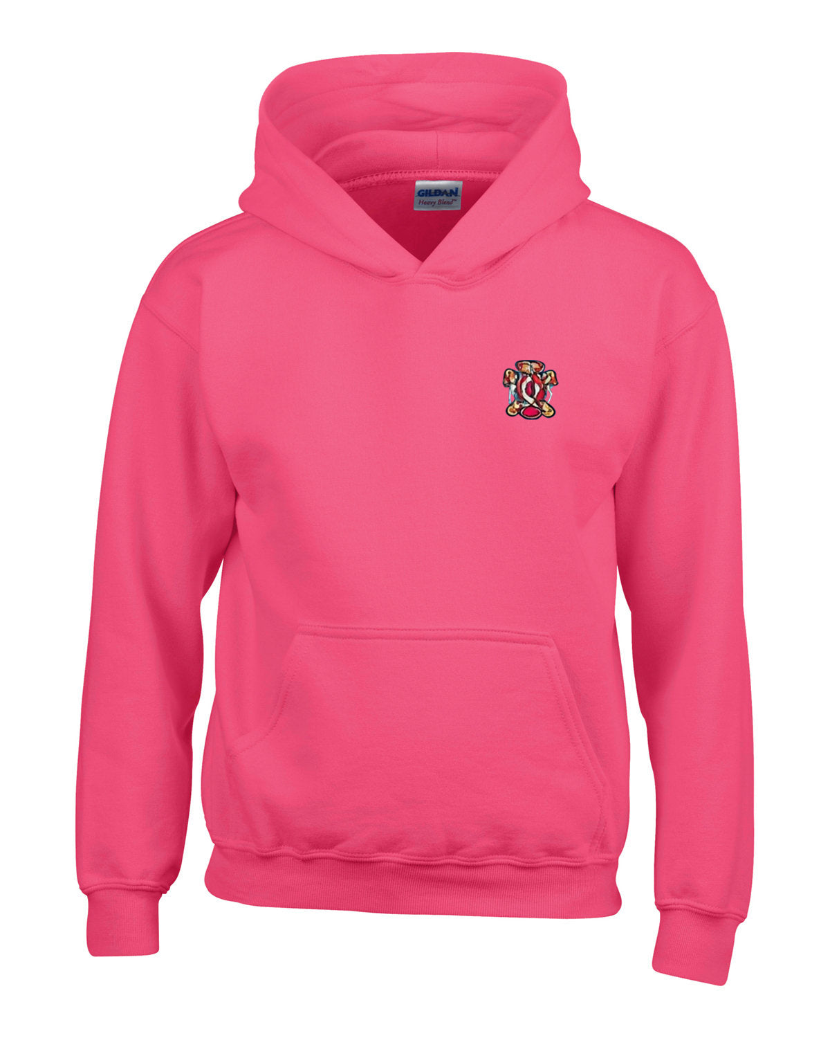 Heliconia hoodie with front pocket and small embroidered crest on the chest.