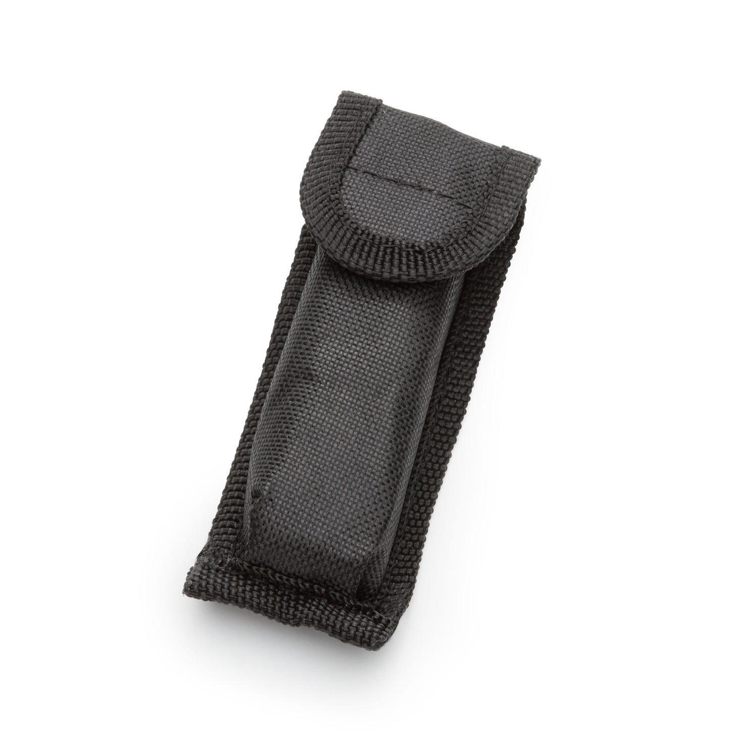 Black nylon carrying pouch with a flap closure, designed for holding a compact tool or accessory.