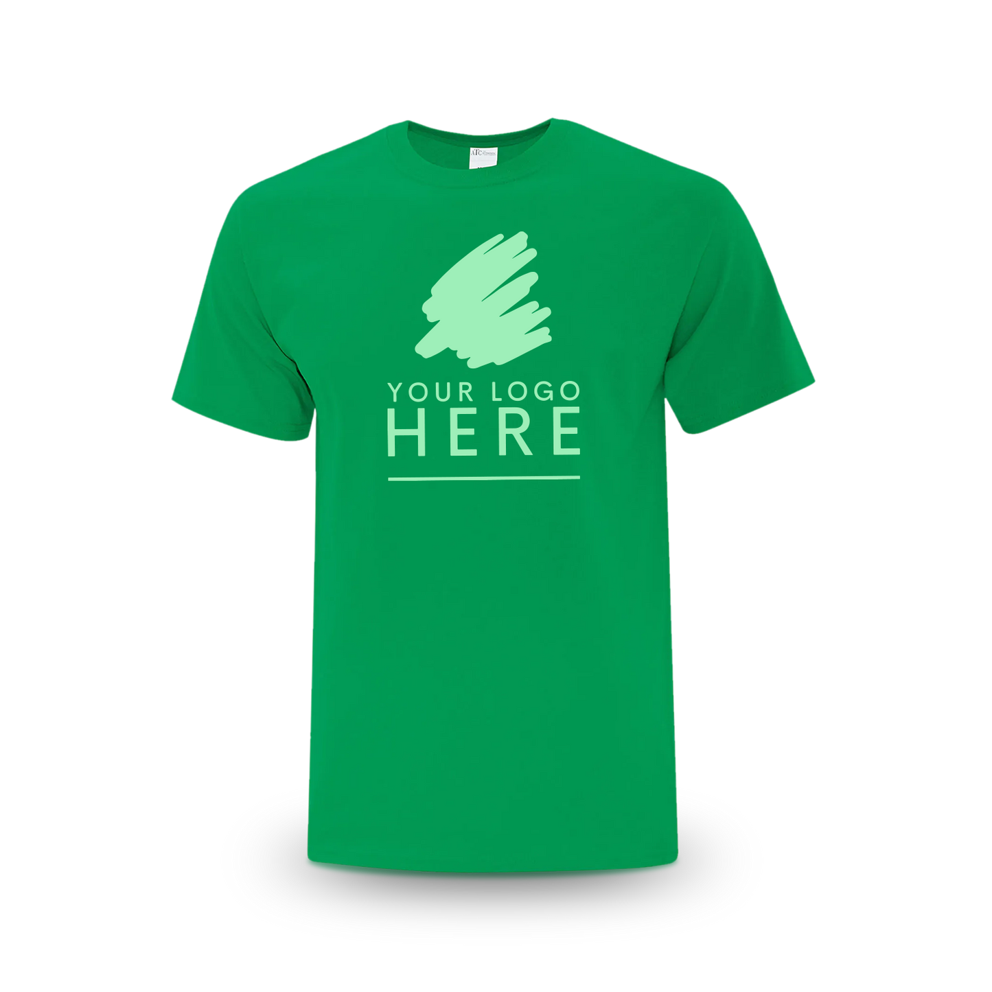 Clover green unisex Everyday Cotton Tee with a logo placeholder.