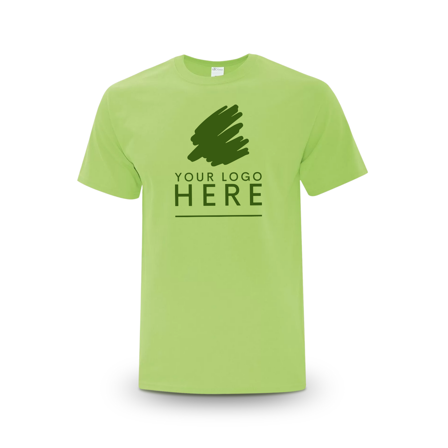 Lime unisex Everyday Cotton Tee with a logo placeholder.