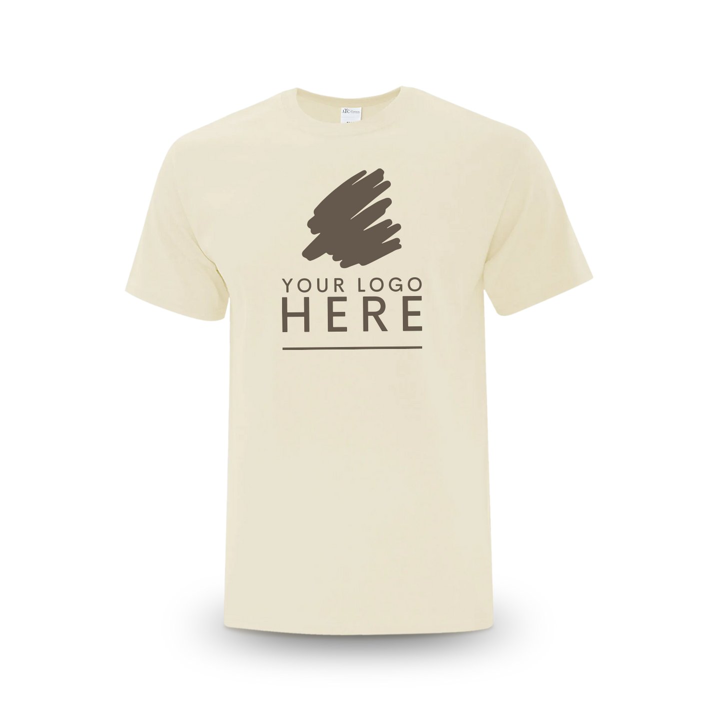 Natural unisex Everyday Cotton Tee with a logo placeholder.