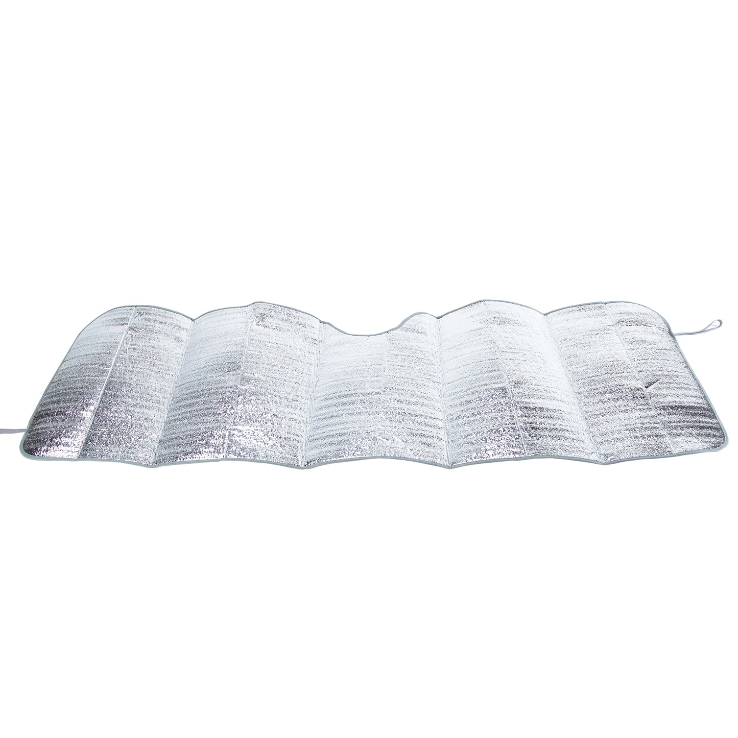 Plain accordion-style reflective car sun shade, designed to fit across a windshield for blocking sunlight and reducing interior heat.