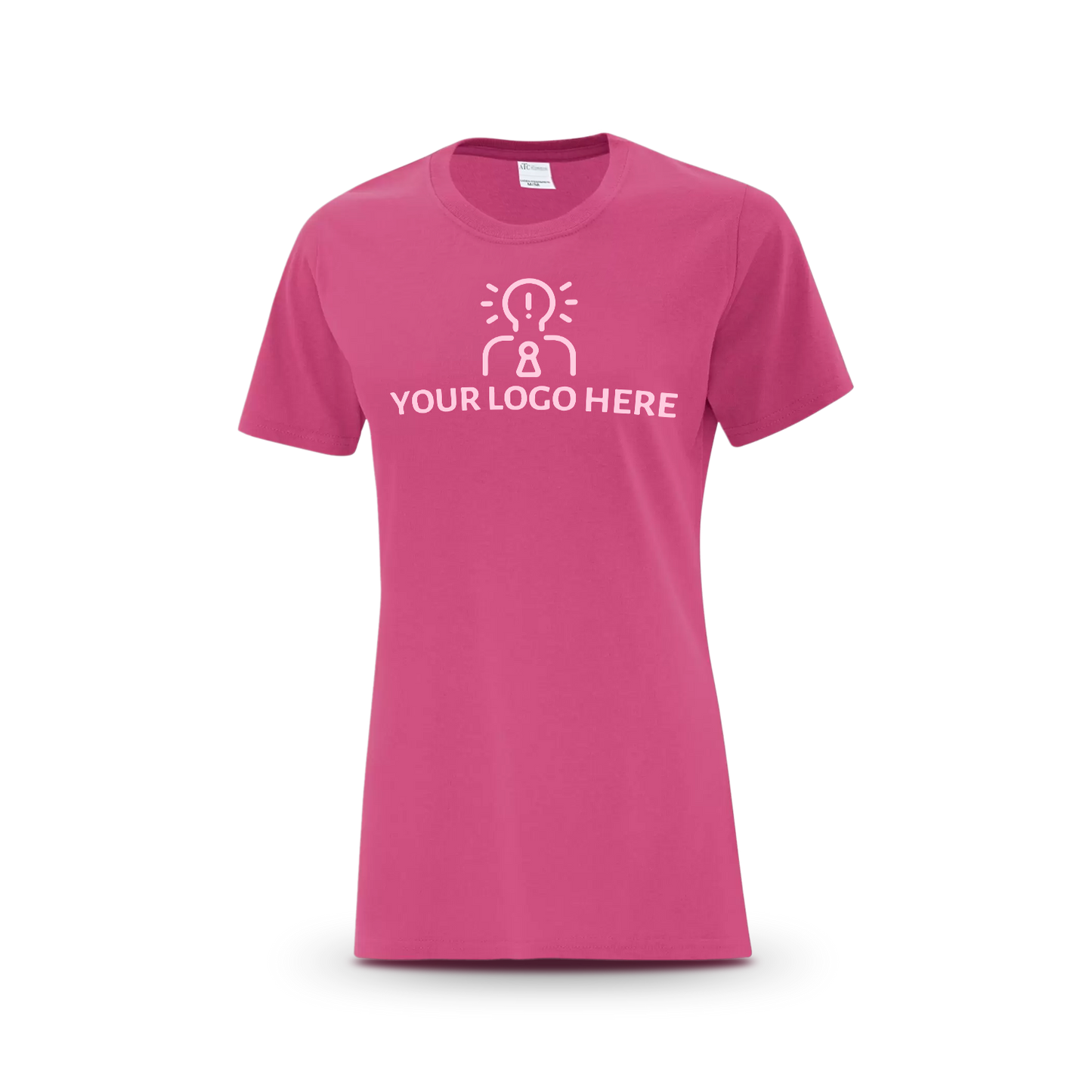 Sangria women’s T-shirt featuring a magenta placeholder logo