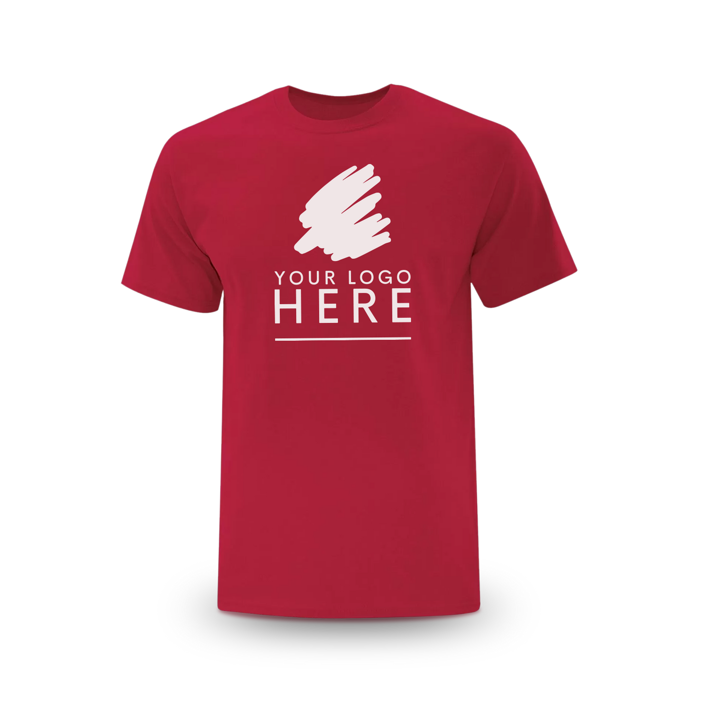 Red unisex Everyday Cotton Tee with a logo placeholder.