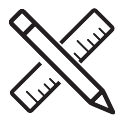 Customization icon with pencil and ruler crossed.