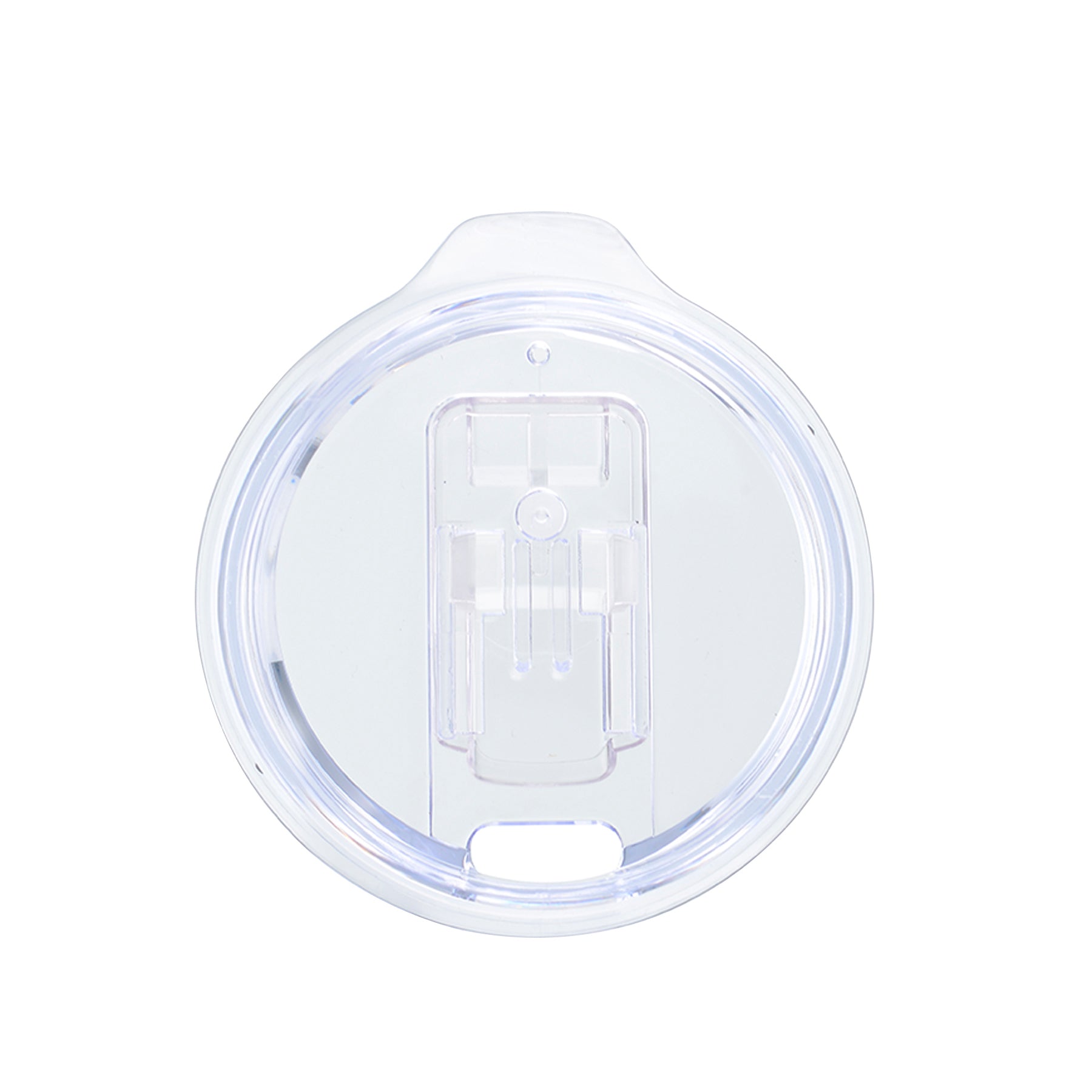 Clear plastic travel mug lid with sliding closure mechanism