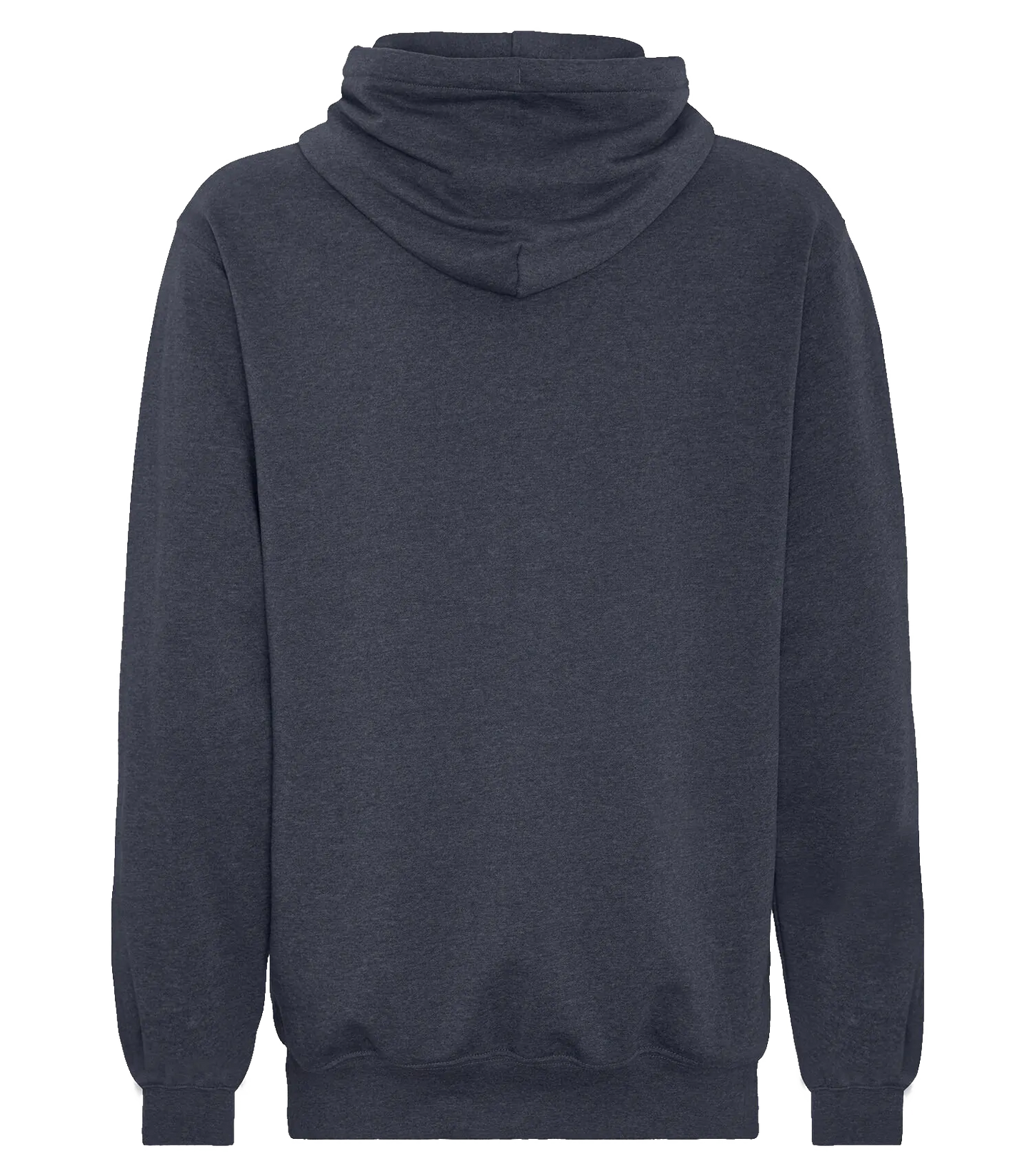 Back view of ATC Earth Wash Tourbillon fleece hoodie in dark heather navy, showing plain fabric and hood without any graphic or logo.