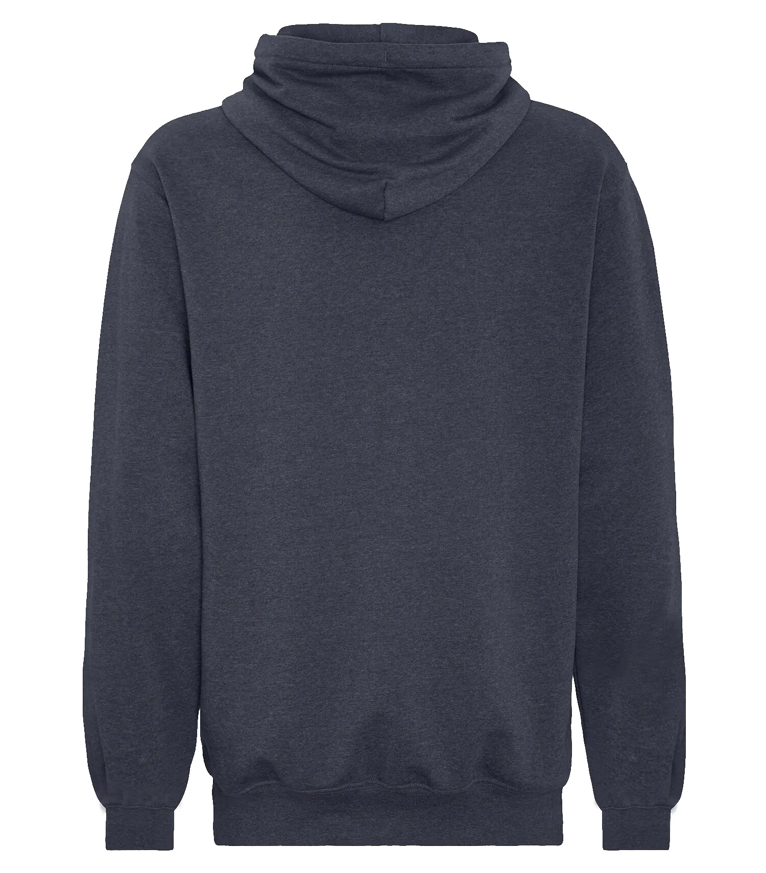 Back view of ATC Earth Wash Tourbillon fleece hoodie in dark heather navy, showing plain fabric and hood without any graphic or logo.