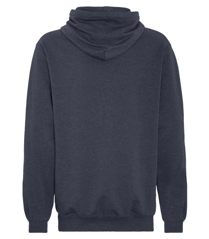 Back view of ATC Earth Wash Tourbillon fleece hoodie in dark heather navy, showing plain fabric and hood without any graphic or logo.