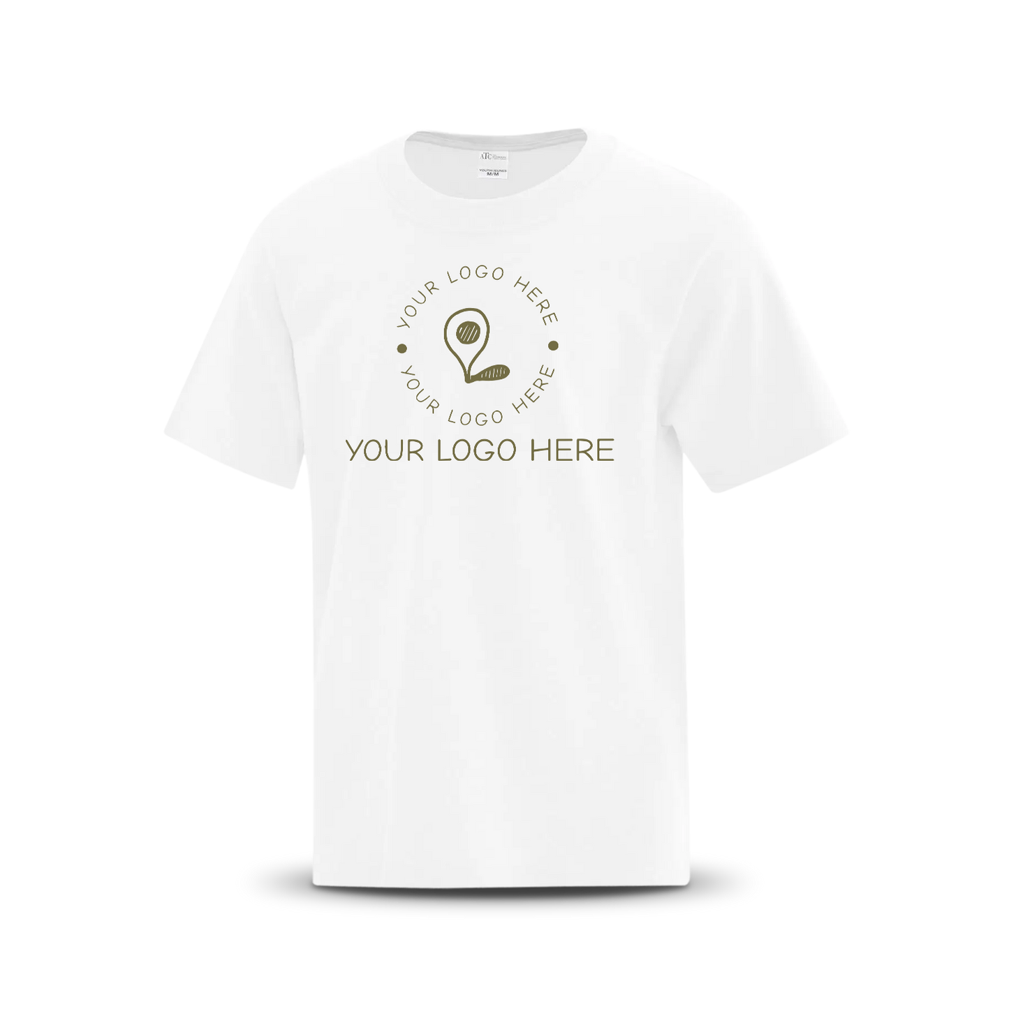 White custom T-shirt with placeholder logo 