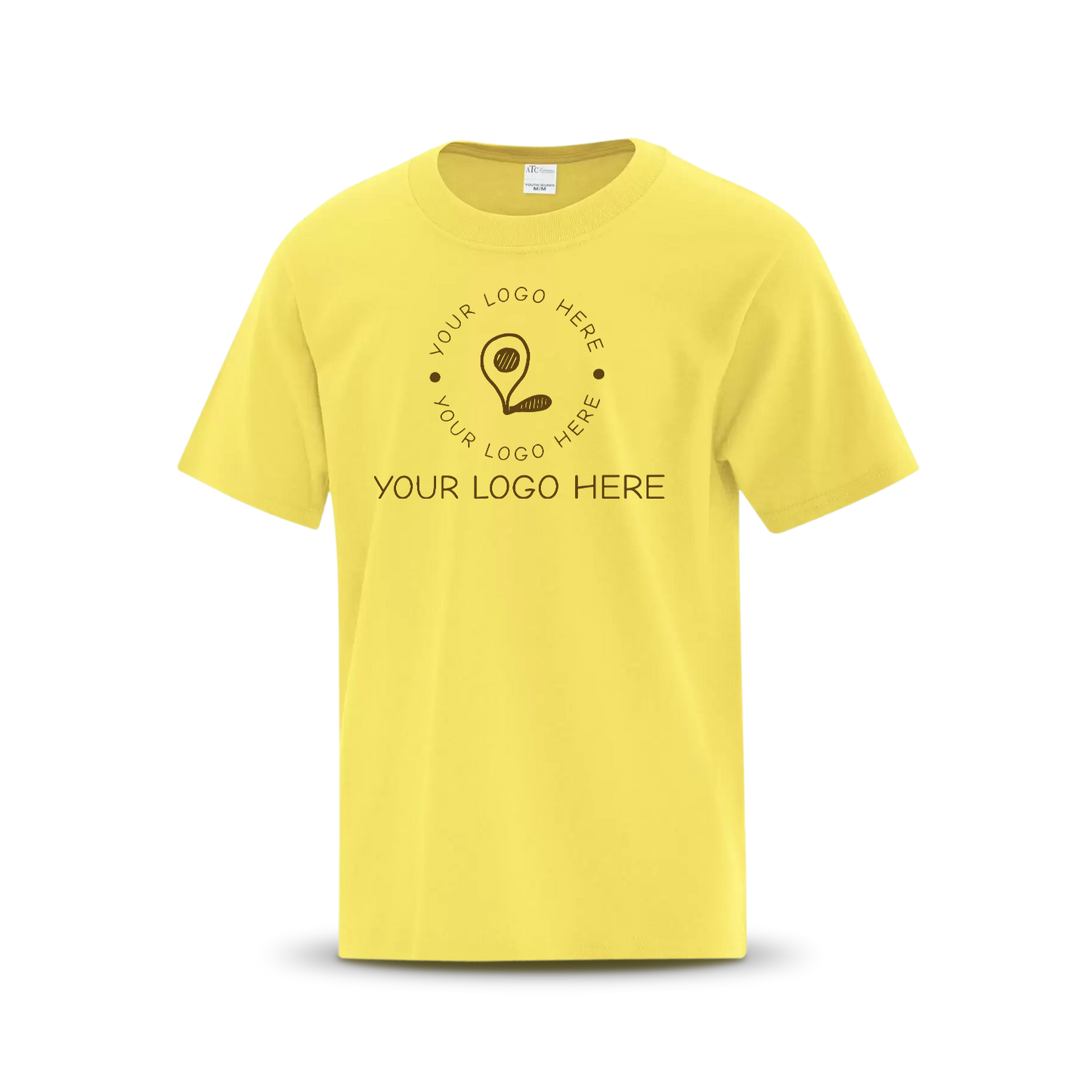 Yellow custom T-shirt with placeholder logo 