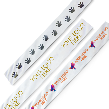  Three custom white ribbons with different designs