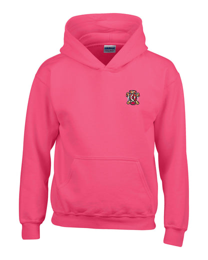 Heliconia hoodie with front pocket and small embroidered crest on the chest.