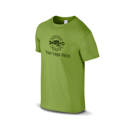 Kiwi Gildan T-shirt with customizable logo and wrench design.