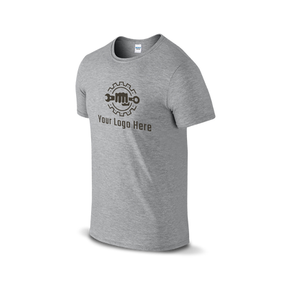Sport grey Gildan T-shirt with customizable logo and wrench design.