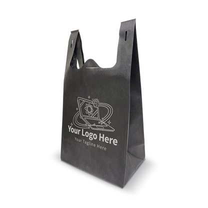 Black eco-friendly tote bag with side gusset and customizable logo