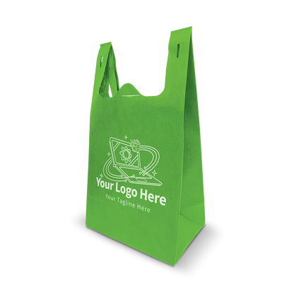 Green eco-friendly tote bag with side gusset and customizable logo
