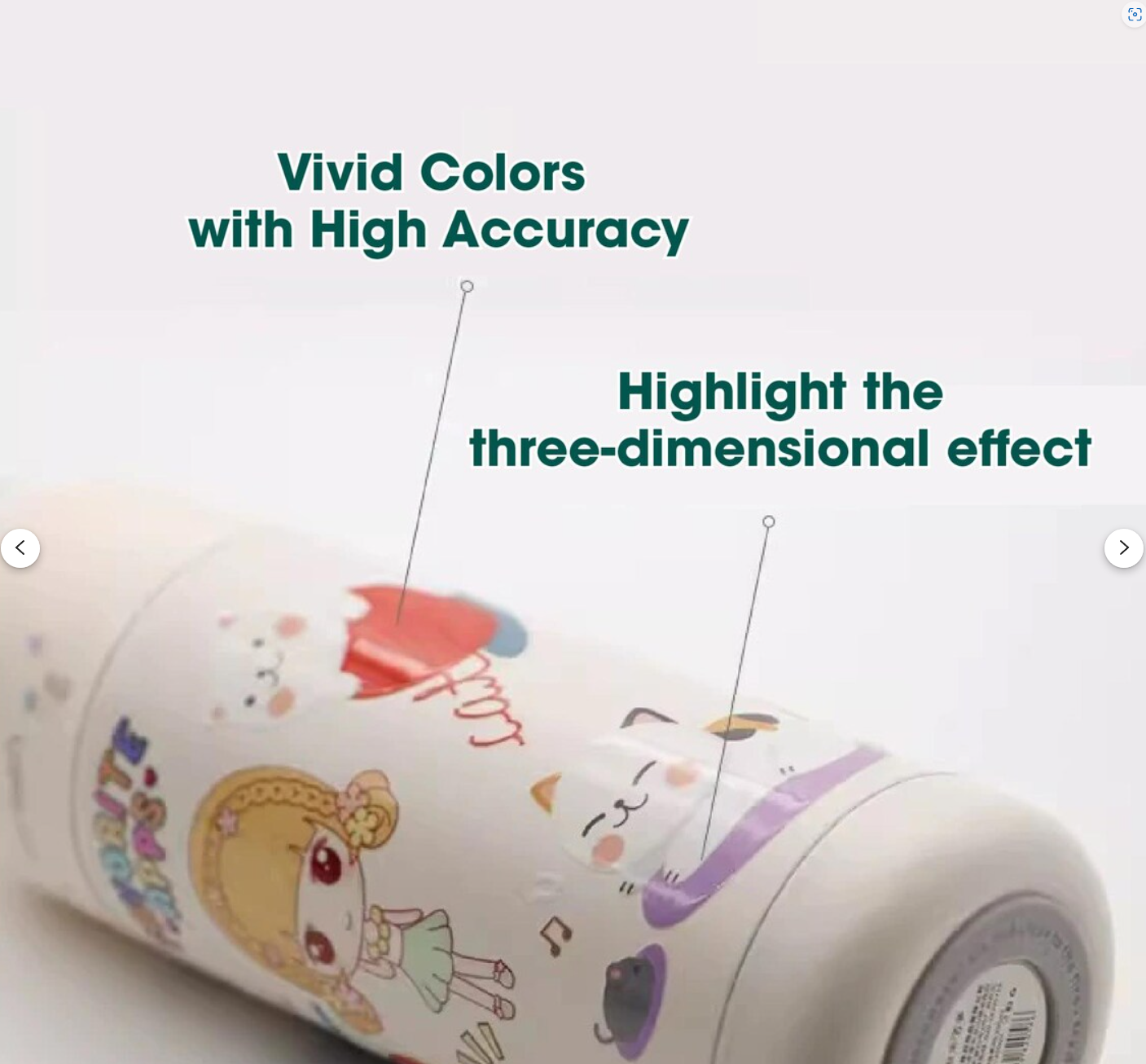 Custom UV DTF sticker on a bottle showcasing vivid colors and raised three-dimensional design details